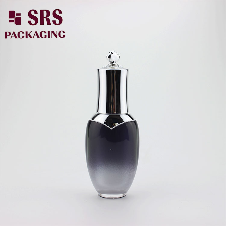 L201 Crown Acrylic Luxury 30ml Black Bottle for Facial Serum